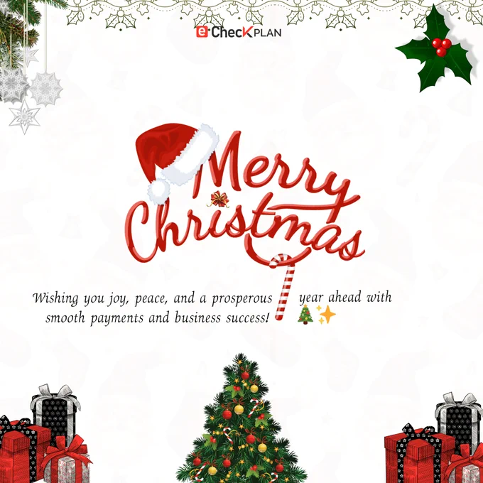 🎄✨ Merry Christmas from eCheckplan! 🎅🏼🎁

ECheckplan is here to make your business payments as smooth as Santa's ride this holiday season! 🎉

 Whether a small shop or a growing business, we offer hassle-free eCheck and merchant accounts to help you easily accept payments. 💳✅

Let us help you ring in the new year with seamless transactions and happy customers! 🙌

🎄 Wishing you a joyous holiday season! 🎅🏼🎁
