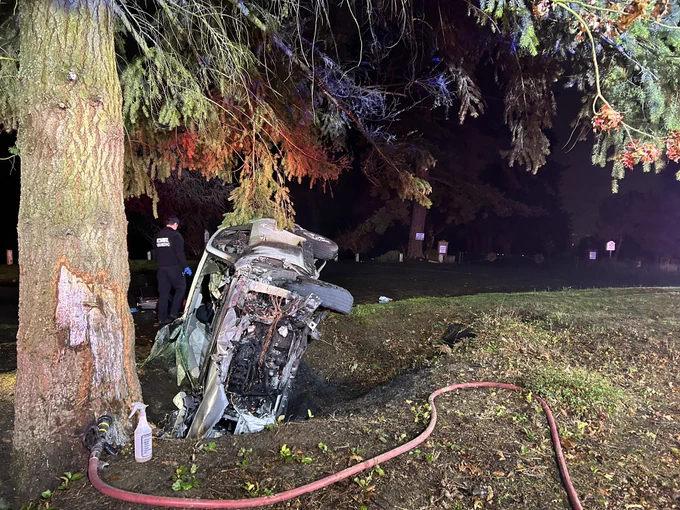 SUV in ditch