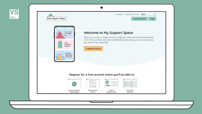 'Welcome to My Support Space' - on a graphic of a laptop