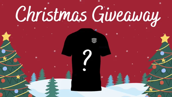 Ein schwarzes Jersey mit einem Fragezeichen und dem All for One Gaming Logo.
Drüber steht "Christmas Giveaway"