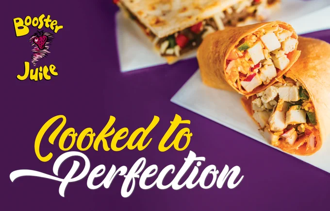 Grilled Fresh at Booster Juice 😛
-
👉From January 1st to January 31st, 2025, Booster Juice wants everyone to warm up and chow down with our savory selection of Grilled Fresh menu items. 
-
👉Breakfast wraps, chicken wraps, grilled cheese, and steak paninis, no matter the time of day or how big your appetite is, we’ve got you covered with hot meals that are sure to satisfy. Melty cheese... Creamy pesto... Spicy chipotle... 
-
Need we say more? Shake those wintertime blues and enjoy one of our many 'Grilled Fresh' options made in-house daily with the finest ingredients. Trade the cold for cozy this January at Booster Juice! 
-
#grilledfresh #boosterjuice # wherepeishops #royaltycrossing