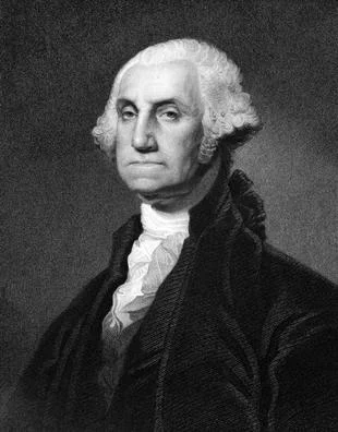 The black and white picture on the right is of George Washington.