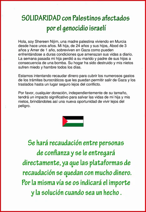 Carta abierta de una palestina pidiendo ayuda para sacar de Gaza a su familia.