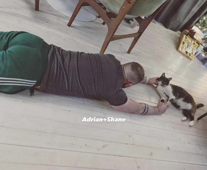 Shane and Grayson (the cat) lying on the floor holding hands (paws).


#christmas #xmas #thesnowman #snowman #walkingintheair #cat #cats #catsoftwitter  #catsofbs #catlover #flying #santa #santaclaus #yuletide #maketheyuletidegay #butt #ass #gaymen #gaychristmas #christmasday