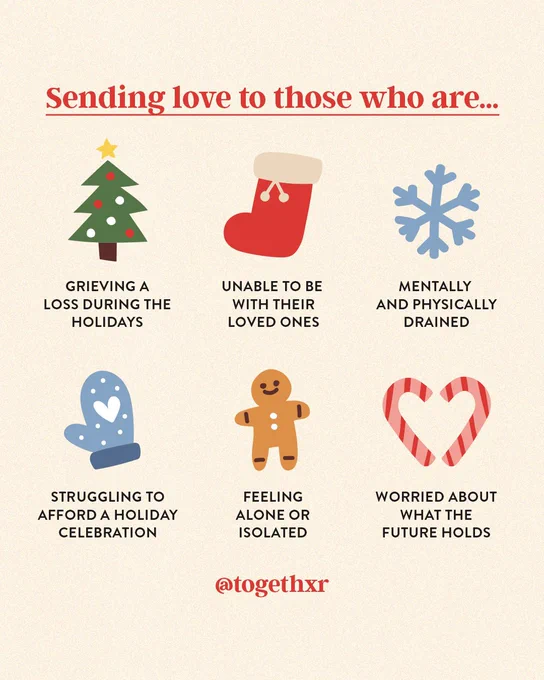 Sending love to those who are 
- grieving a loss during the holidays
- unable to be with their loved ones
- mentally and physically drained
- struggling to afford a holiday celebration
-feeling alone or isolated
- worried about what the future holds