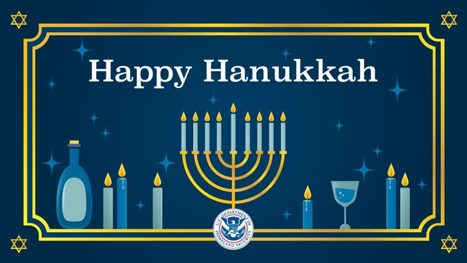 Happy Hanukkah DHS graphic.