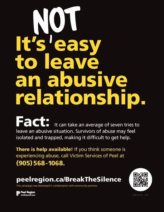 Image description
Alt-text: Flyer for Peel Region's Break the Silence Campaign raising awareness about family and intimate partner violence.