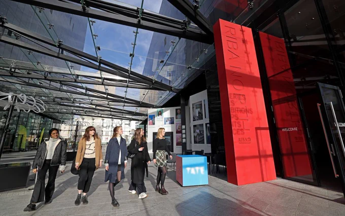 Visitors walking towards the entrance of Tate Liverpool   RIBA North.