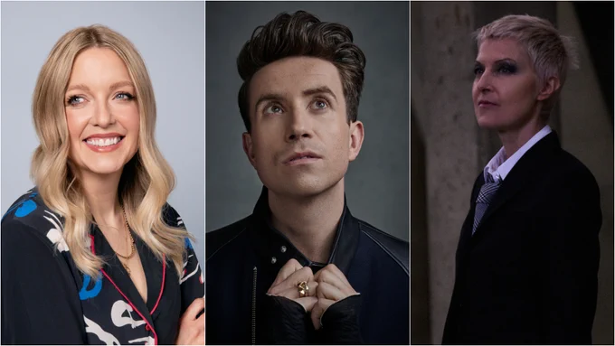 Headshots of Lauren Laverne, Nick Grimshaw and Mary Anne Hobbs