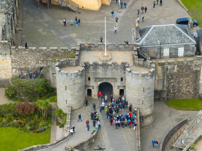 Aerial view of the gate at Stirling Castle