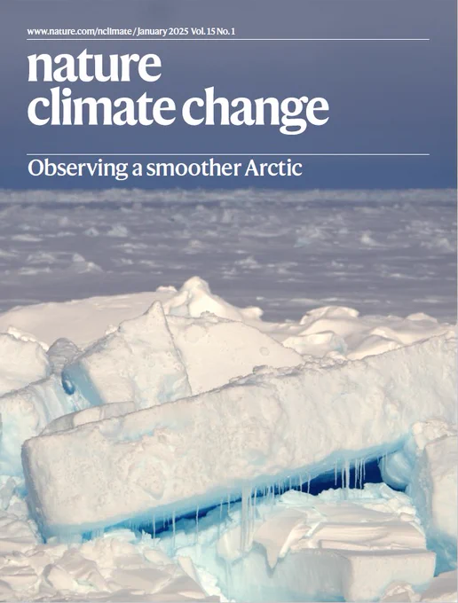 Image shows the January cover of the journal, with the journal name over an image of piled up Arctic sea ice, with the sea ice stretching to the horizon. The line "Observing a smoother Arctic" describes the image