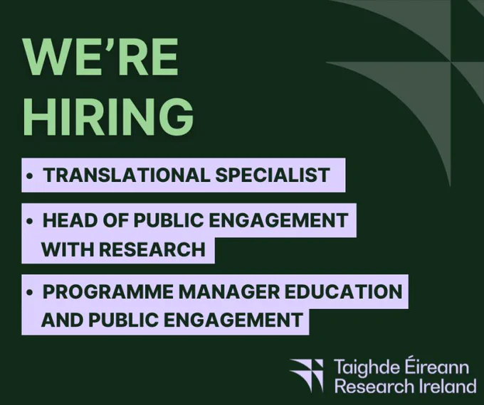 We're Hiring
- Translational Specialist
- Head of Public Engagement with Research 
- Education and Public Engagement Programme Manager