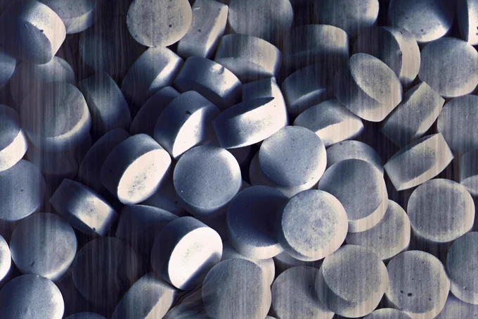 close-up of small, round-shaped pills. By "Me" under a CC BY 2.0 license: https://bit.ly/3YEF7yO.