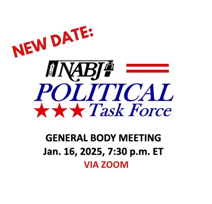 Political Task Force Meeting: Jan. 16
Date: Thursday, January 16
Time: 7:30 PM ET
Location: Virtual only via Zoom