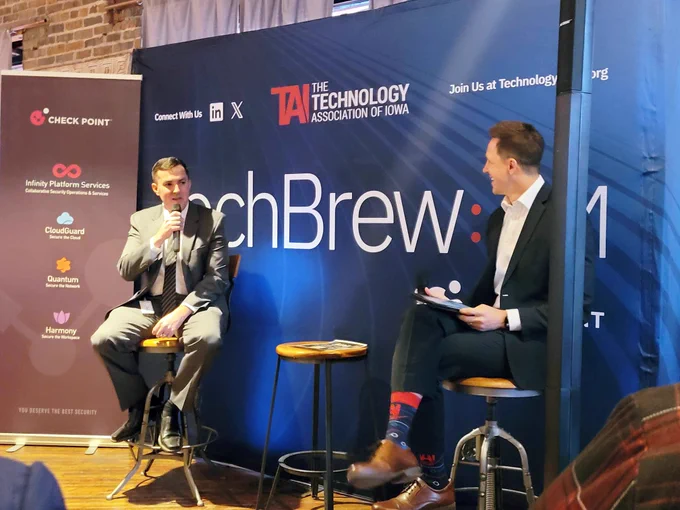 Ryan giving his speech at the TAI Tech Brew event