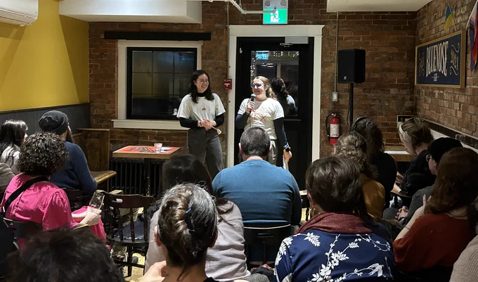 The co-founders of Bright Club Halifax. Follow their events on X and Instagram at @brightclubhfx. 