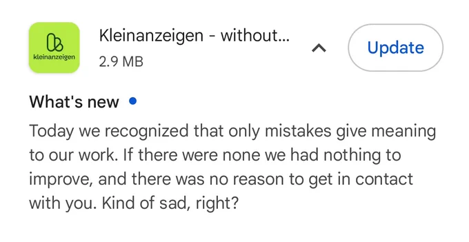 What's new.

Today we recognized that only mistakes give meaning to our work. If there were none we had nothing to improve, and there was no reason to get in contact with you. Kind of sad, right?