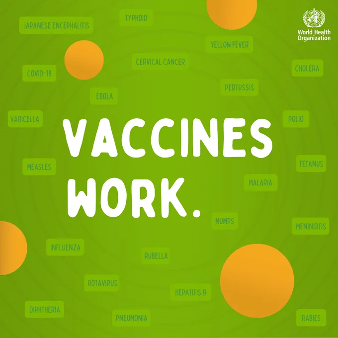 Names of diseases in the background, with highlighted text vaccines work