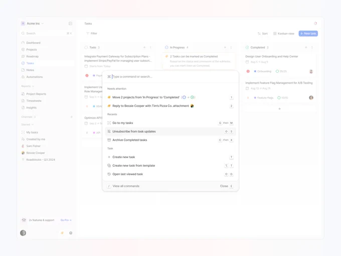 Contextual Command K bar with AI