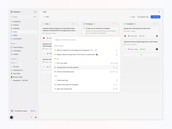 Contextual Command K bar with AI