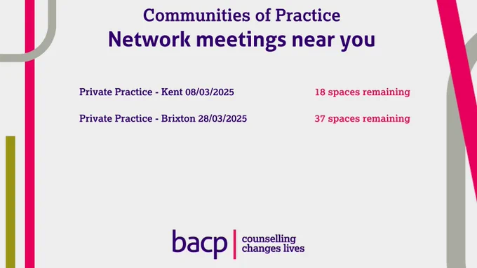 Private Practice - Kent 08/03/2025 (18 spaces remaining)
Private Practice - Brixton 28/03/2025 (37 spaces remaining)