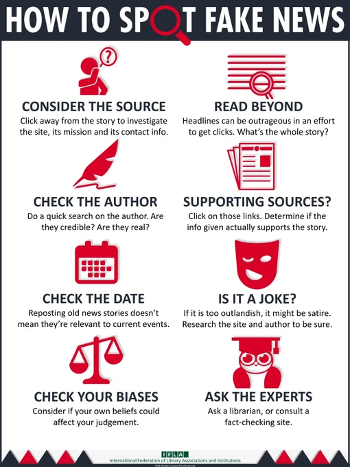 How to spot fake news infographic from IFLA
