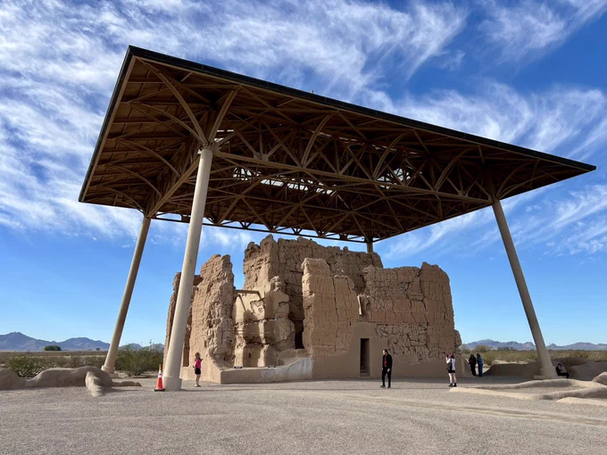 Ruins with a roof over them to protect them