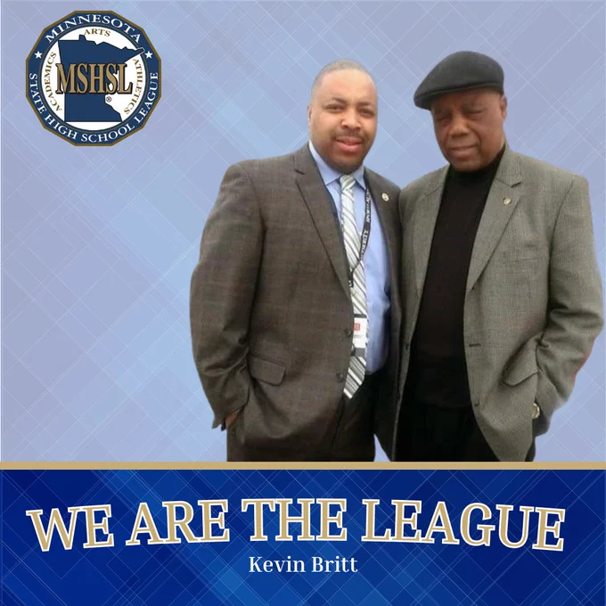 Kevin Britt, pictured with his father, Carl in a Minnesota State High School League "We Are The League" feature.