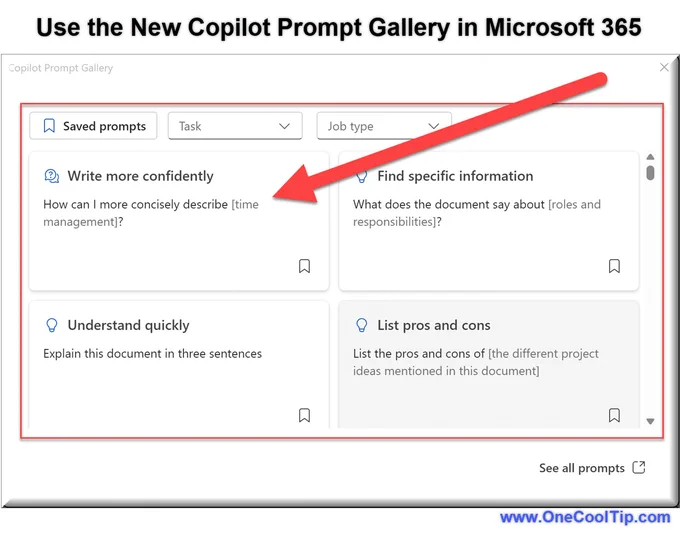 🔎Discover the New Copilot Prompt Gallery in Microsoft 365

🚀 Boost Your Productivity with the New Copilot Prompt Gallery in Microsoft 365! Discover, save, and share your favorite prompts to make your work more efficient. Read the full Cool Tip! 

https://www.onecooltip.com/2024/12/discover-new-copilot-prompt-gallery-in.html

#Microsoft365 #CopilotPromptGallery #Productivity #OfficeSoftware @MSFTcopilot  #backtoworkmonday @Microsoft365  #TechTips #TechGuide #OneCoolTip @OneCoolTip 