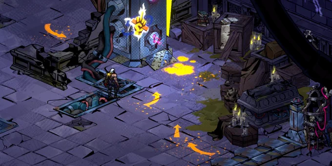 Reignbreaker screenshot showing orange paint pointing to a locked device