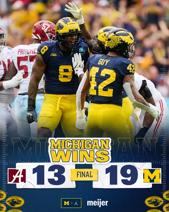 Final: Michigan 19 Alabama 13