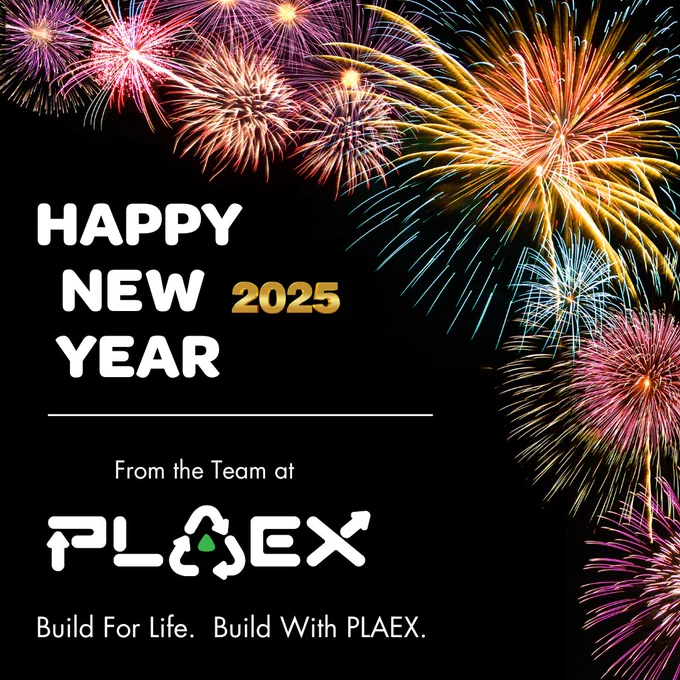 🎉 Happy New Year from PLAEX Building Systems Inc. 🎉  

As we step into 2025, we reflect on a year of growth, innovation, and collaboration.  At PLAEX, we’re proud to pioneer sustainable solutions in construction and landscaping, offering eco-friendly bricks that help build a greener future.  

🌱 Thank you to our partners, clients, and team for your unwavering support.  Together, we’ve laid the foundation for a more sustainable tomorrow.  

✨ Wishing you a prosperous, healthy, and inspiring 2025!  

#HappyNewYear #Sustainability #EcoFriendlyConstruction #PLAEXBuildingSystems