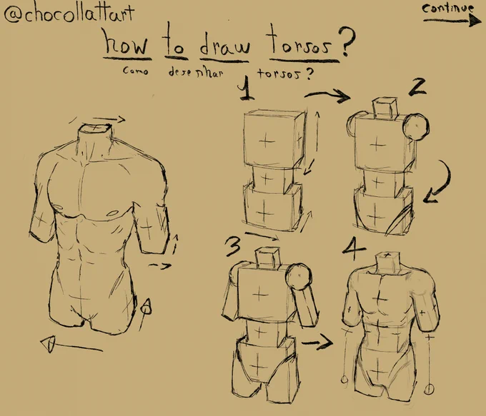 tutorial and tips for drawing a human torso/tutorial e conselhos para desenhar um torso humano
