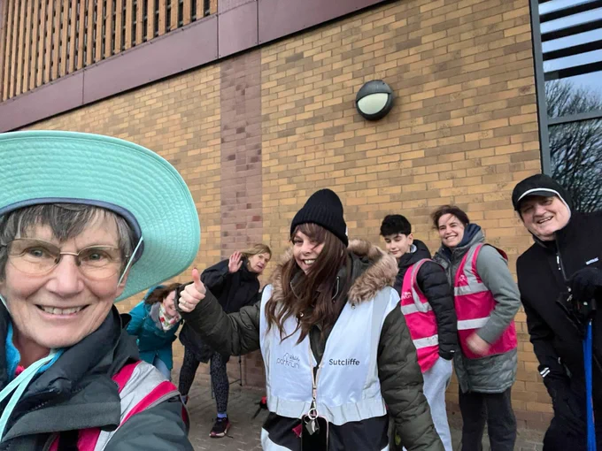 Selfie of volunteers standing together at parkrun.