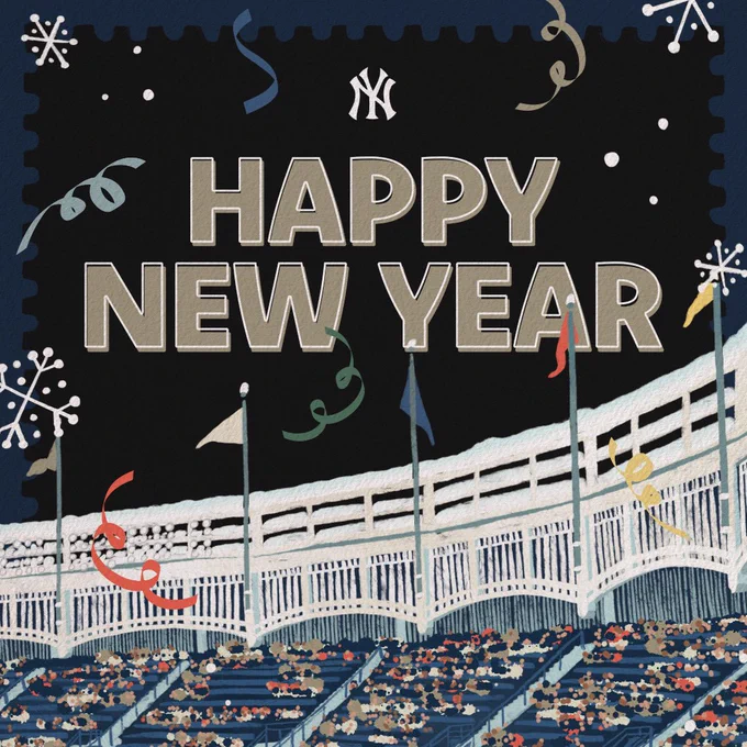 Happy New Year! Illustration of Yankee Stadium.