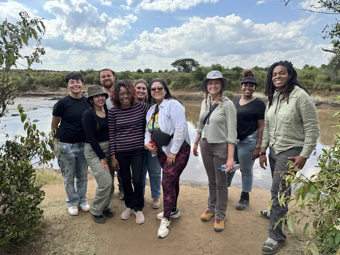 Chico State business professor Sarah Kimakwa poses for a photo with students in Kenya on a class trip. 