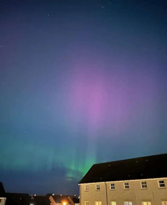 Aurora borealis over East Lothian, Scotland. 1/1/15