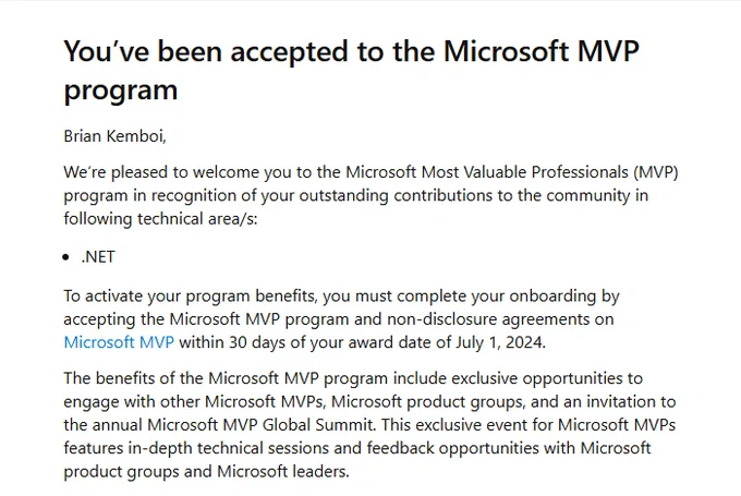 mvp award to me