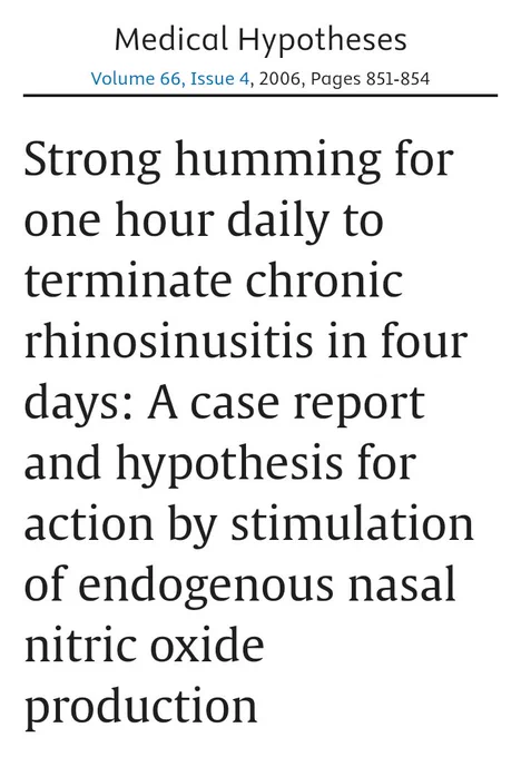 Strong humming for one hour daily to terminate chronic rhinosinusitis in four days a case report 