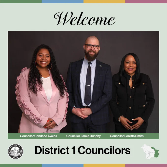 Welcome District 1 Councilors

Group photo of the District 1 Councilors

Councilor Candace Avalos, Councilor Jamie Dunphy, Councilor Loretta Smith

City of Portland seal
District 1 Map Icon