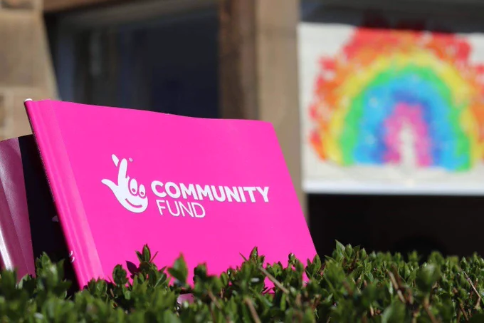 A branded community fund flag