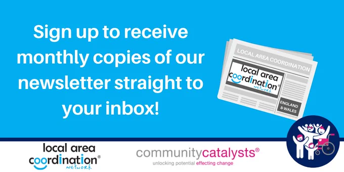 Image of newspaper with text reading 'sign up to receive monthly copies of our newsletter straight to your inbox!'