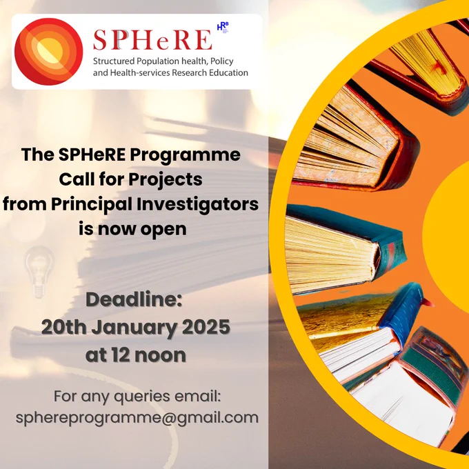 SPHeRE Programme is now accepting project applications from Principal Investigators with unfunded projects for the 2025-26. Applications from early and mid-career researchers are also encouraged.  Deadline to submit is Monday 20th January 2025. 
https://sphereprogramme.ie/sphere-programme-call-for-projects/