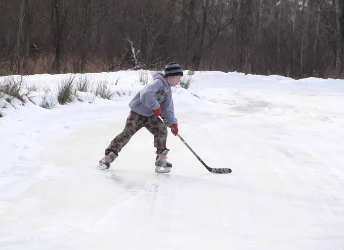 Sawyer School skating outside as a kid