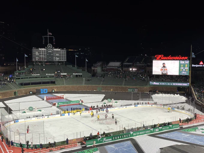 Hockey rink on Wrigley Field
