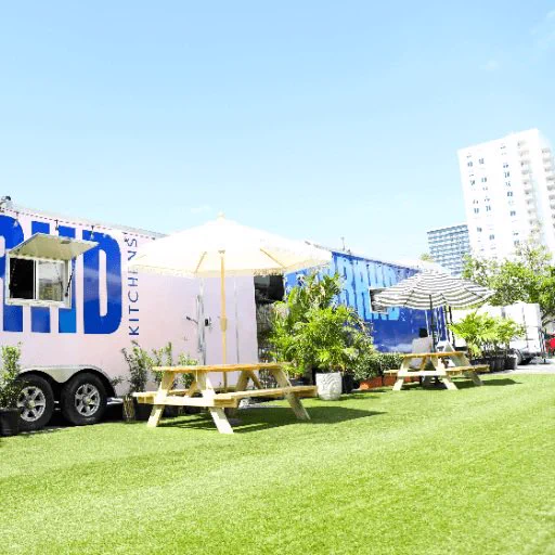 Your business can look like this. Picnic tables outside your food Vessel