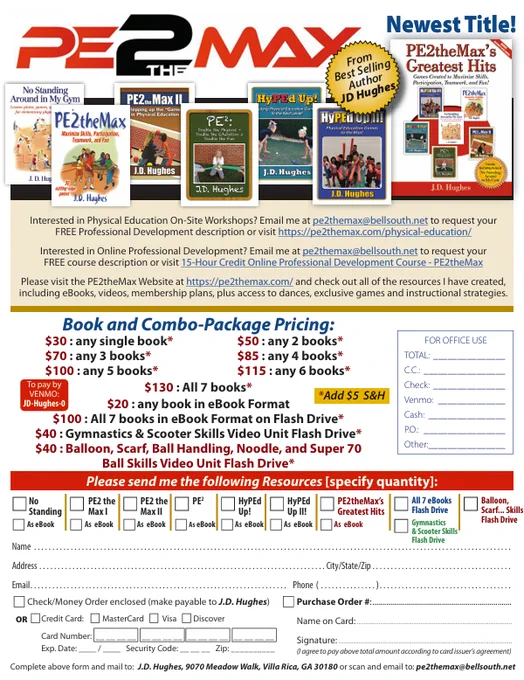 Disregard pricing for hard copies on the order form. Please email me w/ questions regarding flash drives, eBooks or professional development opportunities. JD