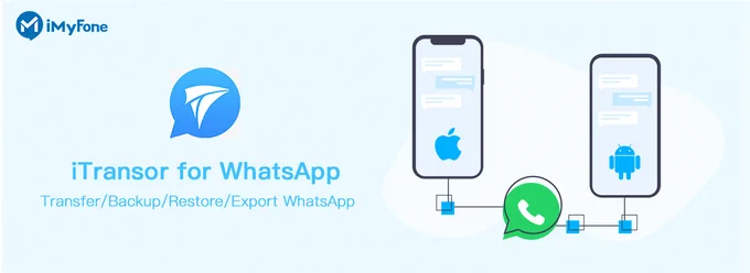 Image displaying iMyFone iTransor products with key features such as WhatsApp data transfer, data management, and backup solutions.