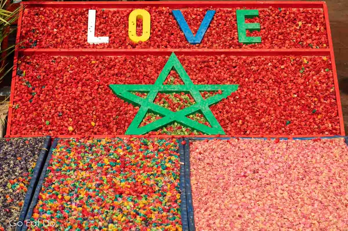 Spices and a message of Love in the Kasbah area of Marrakech, Morocco 