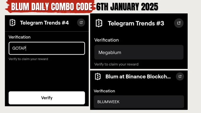 Blum daily Video Code 6 Jan